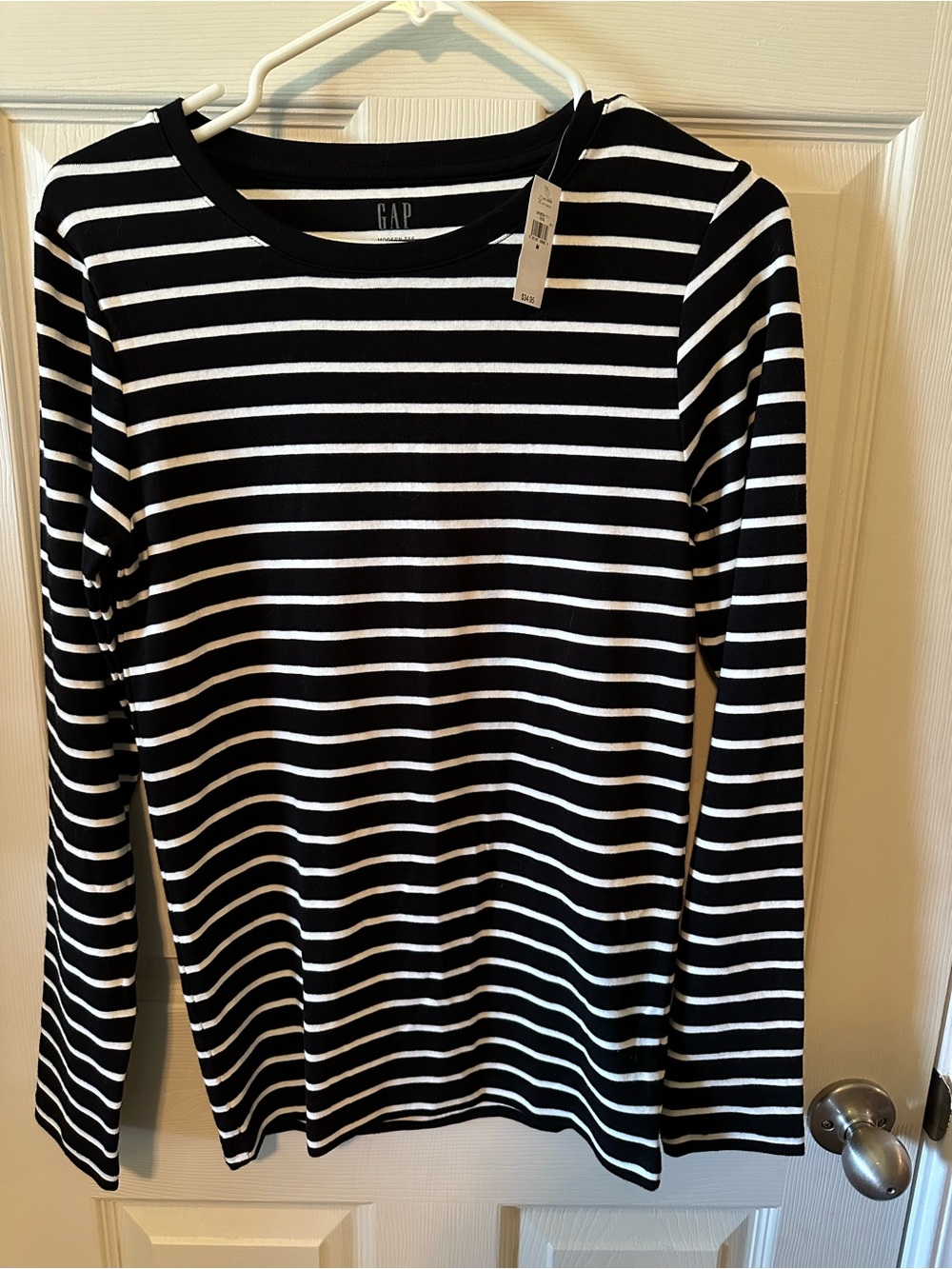 GAP Black and White Striped Long-Sleeve Tee